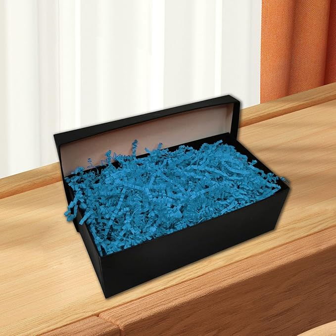 Tisspoms 1LB Lake Blue Crinkle Cut Paper Shred Filler, Paper Shreds for Basket Fillers, Birthday, Gift Wrapping, Anniversary, Wedding, Halloween, Thanksgiving, Christmas Gift Decor Party Filler