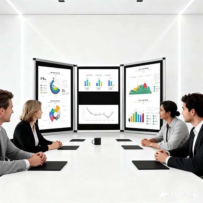 uyoyous 3 Panel Trade Show Presentation Board 70.8 x 35.4 inches Trifold Poster Board Double Sided Presentation Whiteboard Folding Display Panel for Science Fair, Trade Show Table Top