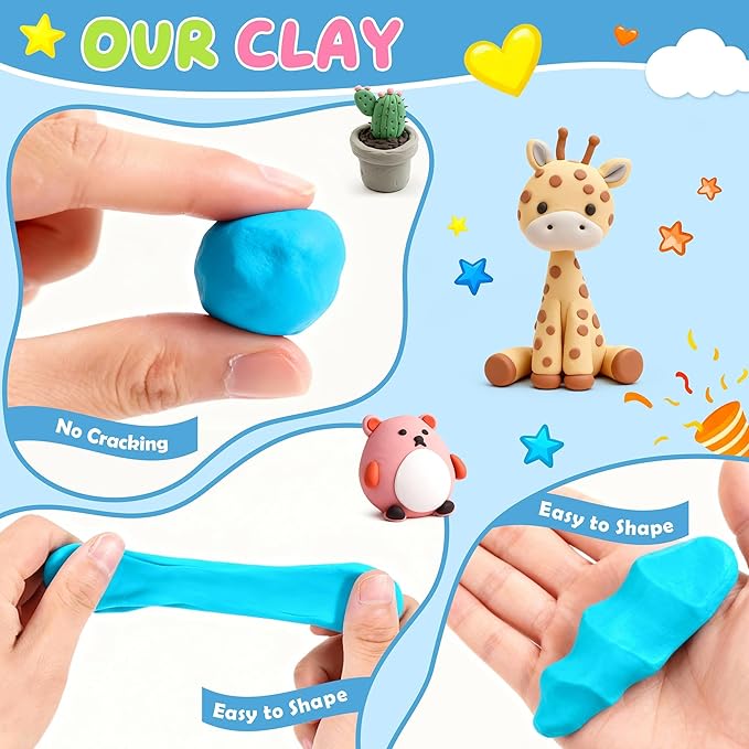 Artpar 92 Colors Polymer Clay Kits,Modeling Clay with Sculpting Tools & Accessory,Oven Baked Molding Clay, Non-Sticky DIY Art and Craft Gifts for Children and Artists