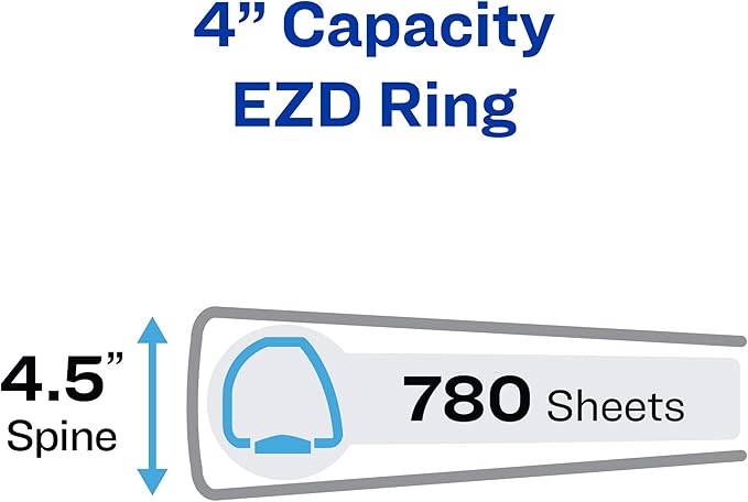 Avery Heavy-Duty View 3 Ring Binder, 4 Inch One Touch EZD Rings, 4.5 Inch Spine, 1 Pacific Blue Binder (79814)