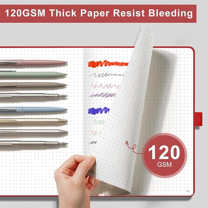 AHGXG Dotted Journal Notebook, 160 Numbered Pages, A5 Size (5.7'' x 8.3'')