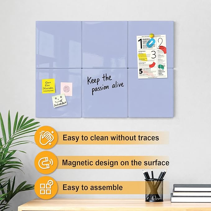 Comix Magnetic Board, 12 Pack Magnetic Whiteboard for wall, 11.8 x 11.8 Inches Dry Erase Board for Kids, Students, White Board Dry Erase Set for Fridge, Office and Home, Blue