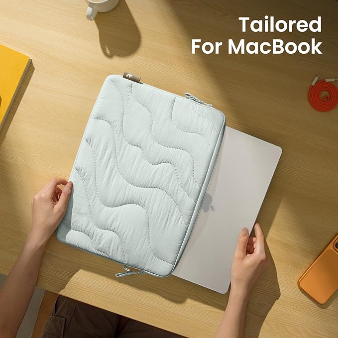 tomtoc 360 Protective Puffy Laptop Sleeve for 2026 13-inch MacBook Neo A3404 A18, Water-Resistant Quilted Soft Puffer Bag Shockproof Computer Case Work Bag Fits 12-13 Inch Surface Pro Copilot+ PC