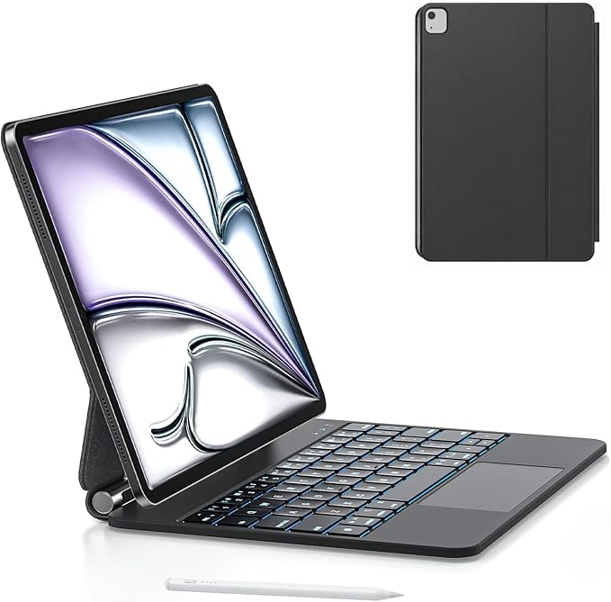 Keyboard Case for iPad Air 11-inch (M4 2026/M3 2025/M2 2024), iPad Pro 11-inch 1st/2nd/3rd/4th Gen, iPad Air 10.9-inch 4th/5th Gen, Magnetic Magic-Style Keyboard with Trackpad & Stylus Pen