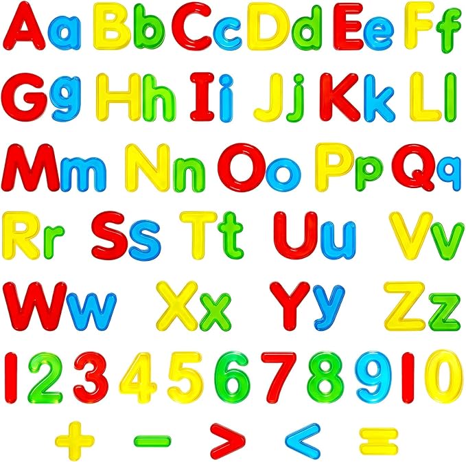 67 Pcs Plastic Practice Set Transparent Letters and Numbers Include Uppercase Letters Lowercase Letters and Numbers Colorful Plastic Letters and Numbers for Kids Counting and Spelling, Ages 3+