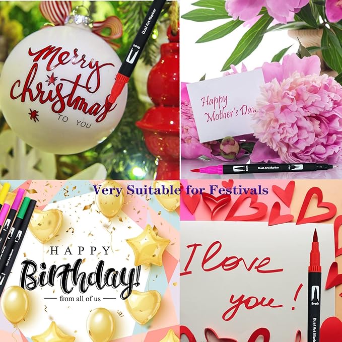 Upanic 100 Colors Art Markers for Adults,Dual Tip Pens for Adult Illustration, Journaling, Calligraphy - Artist Drawing Supplies,Brush and Fine Pens for Lettering, Manga, Design Sketching
