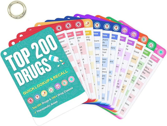 Top 200 Drugs Quick Reference Flash Cards 2025 - Rapid Review of Pharmacology Essentials for Nursing Students, Pharmacy Tech & Paramedics - Color-Coded Drug Guide