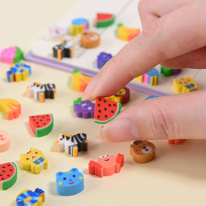 300Pcs Mini Erasers for Kids Bulk, Small Animal Fruit Erasers