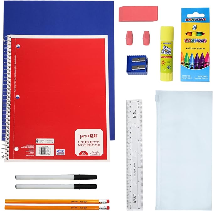 6-Pack 19” Sport Backpacks with 18 Piece School Supplies Kits - Pens, Pencils, Crayons - Bulk Bundle for Elementary, Middle, and High School Students, 6 Assorted Styles