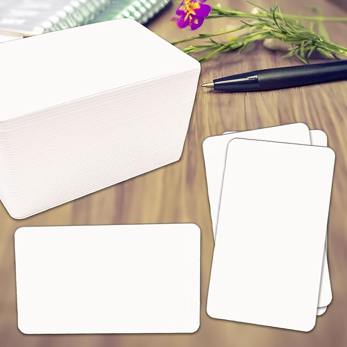 100 Unruled 3x5 Index Cards Blank White Heavy Rounded Corners -Study Note Cards, DIY Flash Cards, Message Notecards, Recipe Cards -Unlined Bleedproof for Handwriting Heavyweight Cardstock -Made in USA