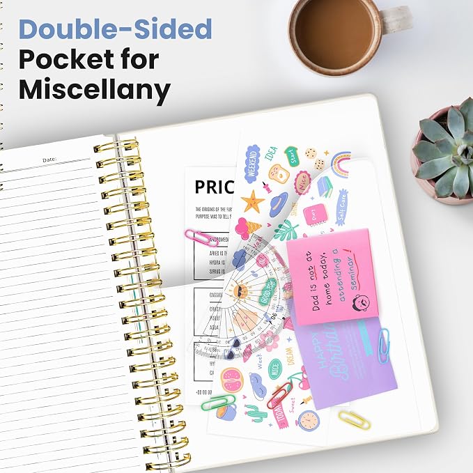 Taja Large Spiral Notebooks for Work 5 Subject with Removable Dividers