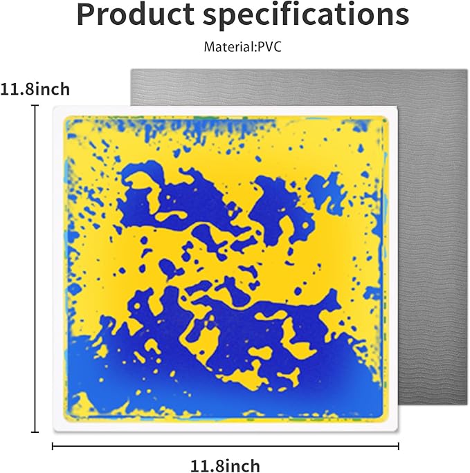 Sensory Liquid Floor Tiles for Kids: Liquid Fusion Activity Mpack with 9 One-Piece Glue-Free Sealing - Autism Toddler Must Haves Educational Sensory Water Play Mats Indoor（12x12inch）