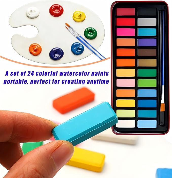 Watercolor Workbook - Coloring Book Beginner Friendly Painting Kit, Watercolor Workbooks for Adults with 24 Colors Paint, Exploration Gift for Adults Teens (Seaside)