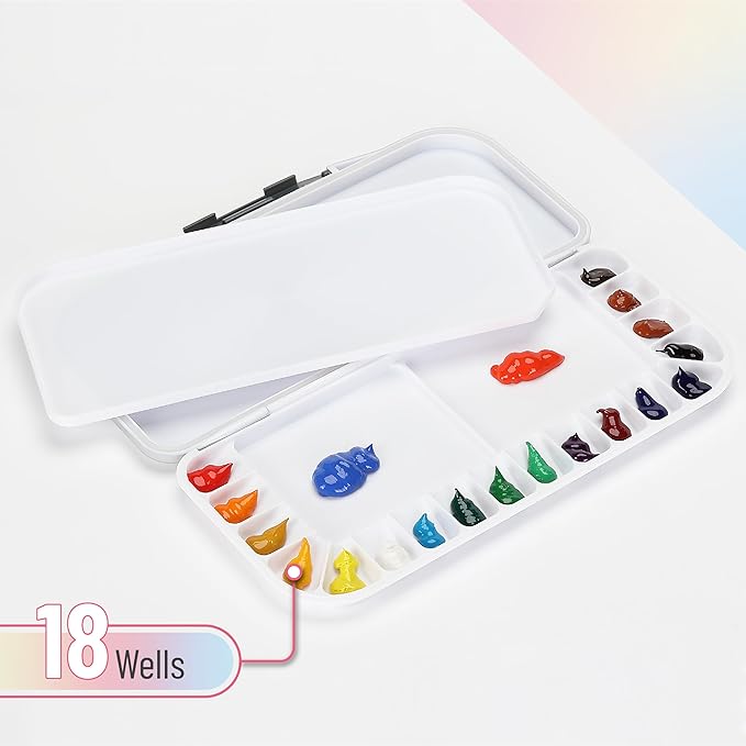 Mr. Pen- Airtight Watercolor Palette with Lid, 4 Pack, 18 Wells & 2 Mixing Areas, Lightweight Sealing Paint Palette for Travel, Painting, Watercolor Mixing, Art Class and Studio Use