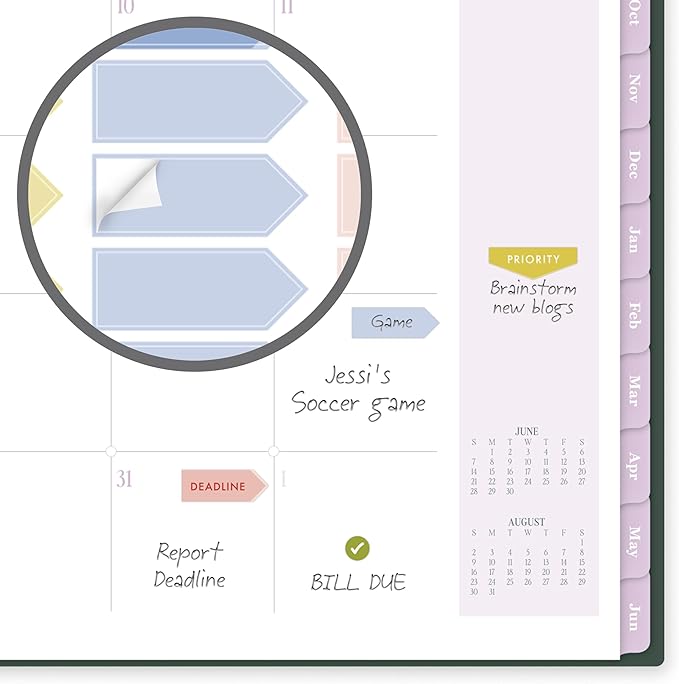 Cambridge Planner 2026-2027 Weekly & Monthly Academic 12-Month July-June, 8-1/2" x 11", Cherrywood Lane, Piper Stripe (CL19-905A)