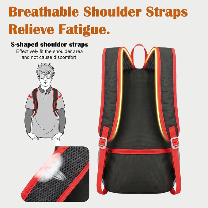 20L Water Resistant Foldable Packable Daypack Backpack | Lightweight Durable Portable Outdoor Travel Backpack for Women Men Camping Climbing Hiking Walking Sports Daily Commuting