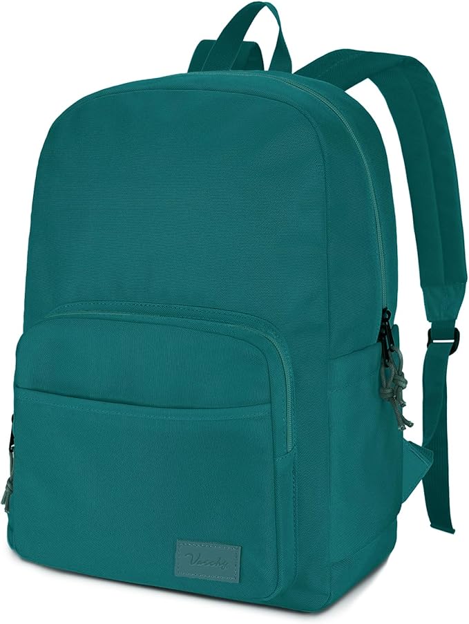 VASCHY School Backpacks, Lightweight Bookbag Schoolbag for Boys Girls Casual Basic Simple Daypack for Men Women Dark Green