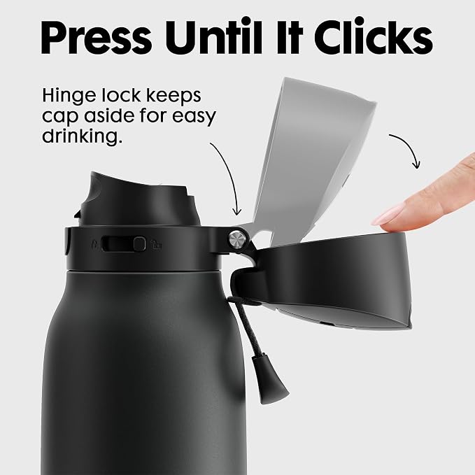 Meoky 24 oz Slim Insulated Water Bottle: 2-in-1 Locking Lid, Night | Leak Proof, Straw and Spout, 24 Hours Cold, Top Handle, BPA Free, Stainless Steel Water Bottle for Men Sports Travel Gym