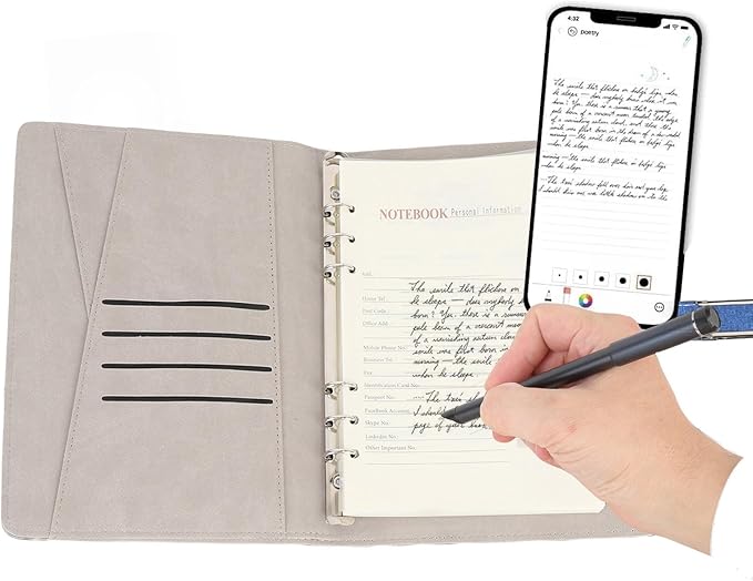 Qinlorgo Smart Digital Pen Notebook Set, Bluetooth 5.0 Reusable Notebook, Smart Pen Set with Real Time Sync Note Taking & Convert to Text, Compatible with Android Phones Tablets (Blue)