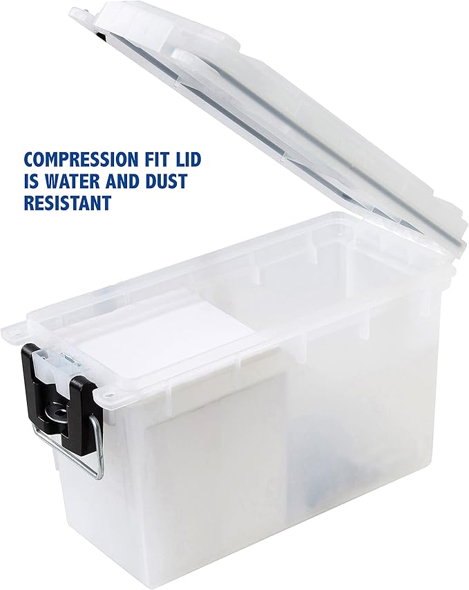 Sheffield 12635 Ammo Storage Box, Stackable .30 Cal Field Boxes, Water and Dust Resistant, Lockable Storage Box with Handle, Secures Hunting Gear, Supplies, and Bullets, Made in USA, Frost(Pack of 6)