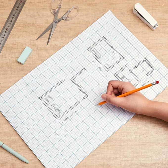 Ctosree 6 Pack 11" x 17"graph Paper Pads, 4×4 Quad Ruled, 50 Sheets/100 Pages Graph Paper Pad for Engineer Architect Designer Mathematician Draftsman