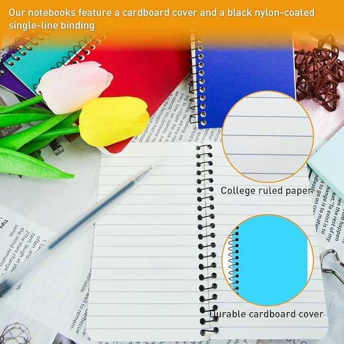 12 Pack Small Spiral Notebooks,3 x5 In Spiral Journal Notebooks with Lined Pages,Memo Pads,College Ruled Paper,Mini Pocket Notebooks for Work School,60sheets