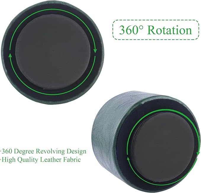 Round Leather Art Supply Organizer,Remote Control Holder,360 Degree Spinning,Multi-Functional Pencil Holder,4 Compartments Desktop Stationary Organizer(1-Crazy Green)