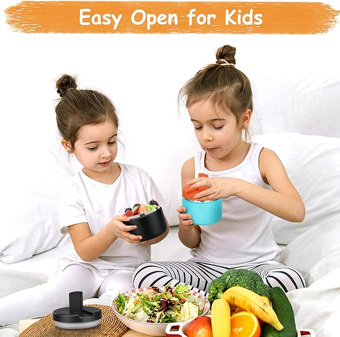 Pawtong 12oz Insulated Vacuum Food Jar with Buckle Lid Wide Mouth Soup Thermo for Hot Food Kids Leakproof Stainless Steel Lunch Container