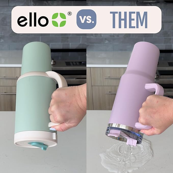Ello Oasis 40oz Tumbler with Handle & Retracting Straw | Reusable Insulated Stainless Steel Cup 100% Leakproof | Gifts for Teens Women Men | Keeps Cold for 24 Hours | Cup Holder Friendly | Full Bloom