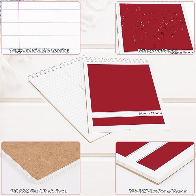 16 Pack Steno Pads 6 x 9 in Top Spiral Notebook Bulk Pack 960 Total Sheets Gregg Rule Steno Note Pads for School Office Home Students Teachers Organized Daily Notes Planners