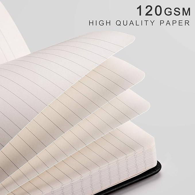 EMSHOI Lined Journal Notebook, 256 Numbered Pages, A5 Size (5.7'' x 8.3'')