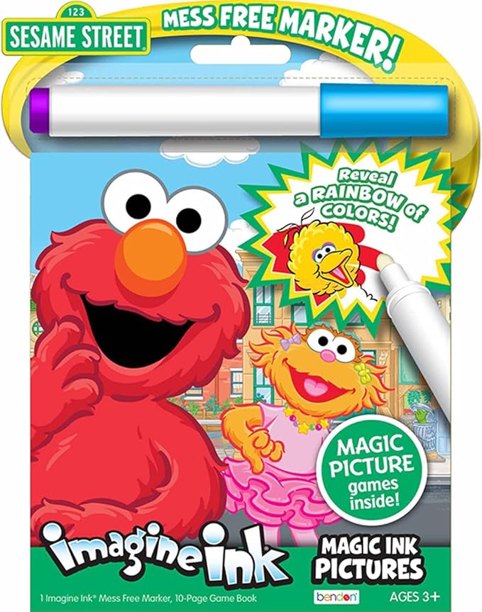 Sesame Street Elmo Imagine Ink | Sesame Street Coloring Book w/Mess Free Marker | Magic Ink Pictures and Game Book | Officially Licensed