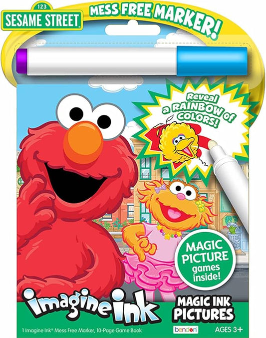 Sesame Street Elmo Imagine Ink | Sesame Street Coloring Book w/Mess Free Marker | Magic Ink Pictures and Game Book | Officially Licensed