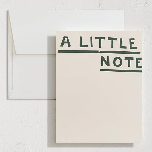 Minted Little Note Stationery Set, Set of 10, Flat Note Cards & Envelopes for Invitiations and Handwritten Thank You Messages, Minimalist Dark Green Stripes Design, Gifts for Women, Luxurious Paper