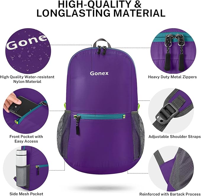 Gonex Ultra Lightweight Packable Backpack Daypack Handy Foldable Camping Outdoor Travel Cycling Backpacking