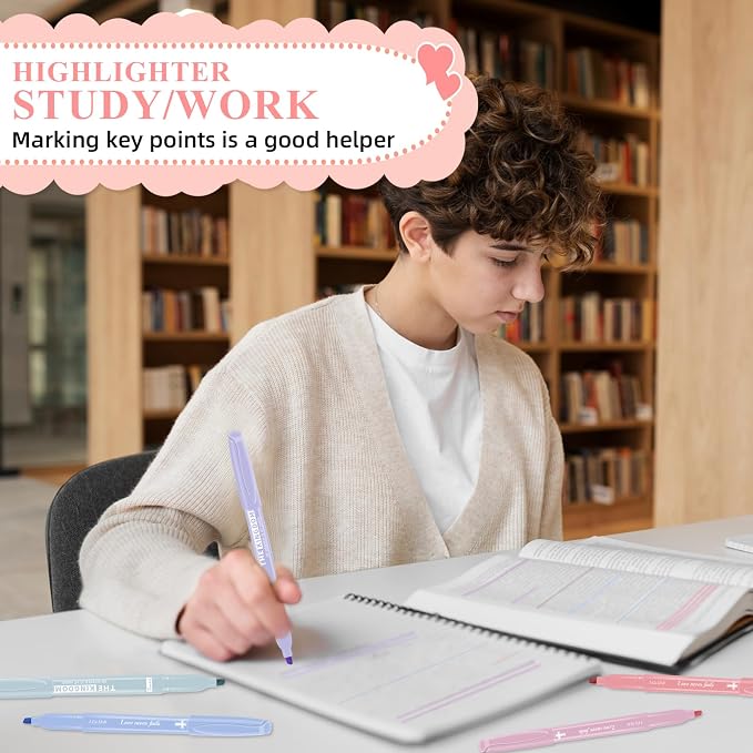 7-ackz Pastel Bible Highlighter Markers 8 Pack, No Bleed, Cute Aesthetic Highlighters Assorted Colors Dry Quickly for Bible Study Journaling, Textbook Motivational Gift for Christians, Friends