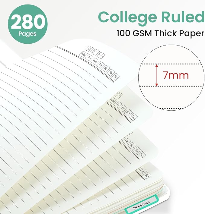 ZOTIA Large Spiral Notebooks for Work 5 Subject with Removable Dividers