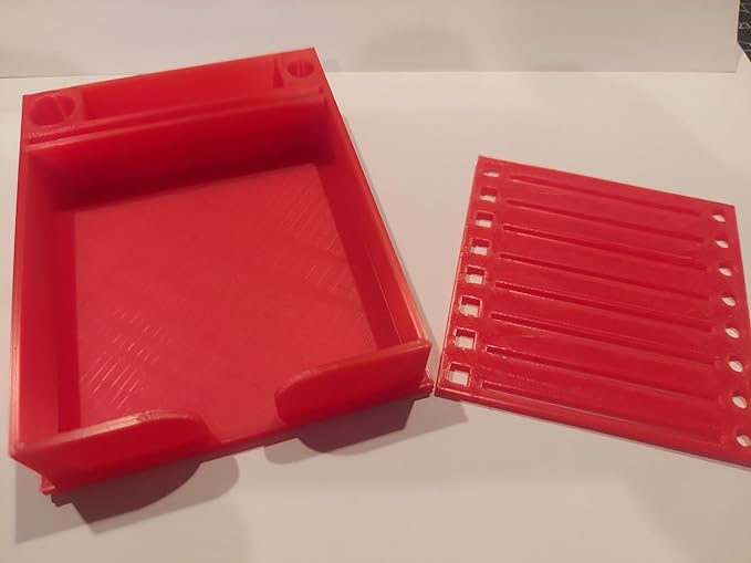 Generic Sticky Note Holder w/Stencil (Red) - 3.4" x 4" - Includes Pen Holder & Stencil - School, Office, Home