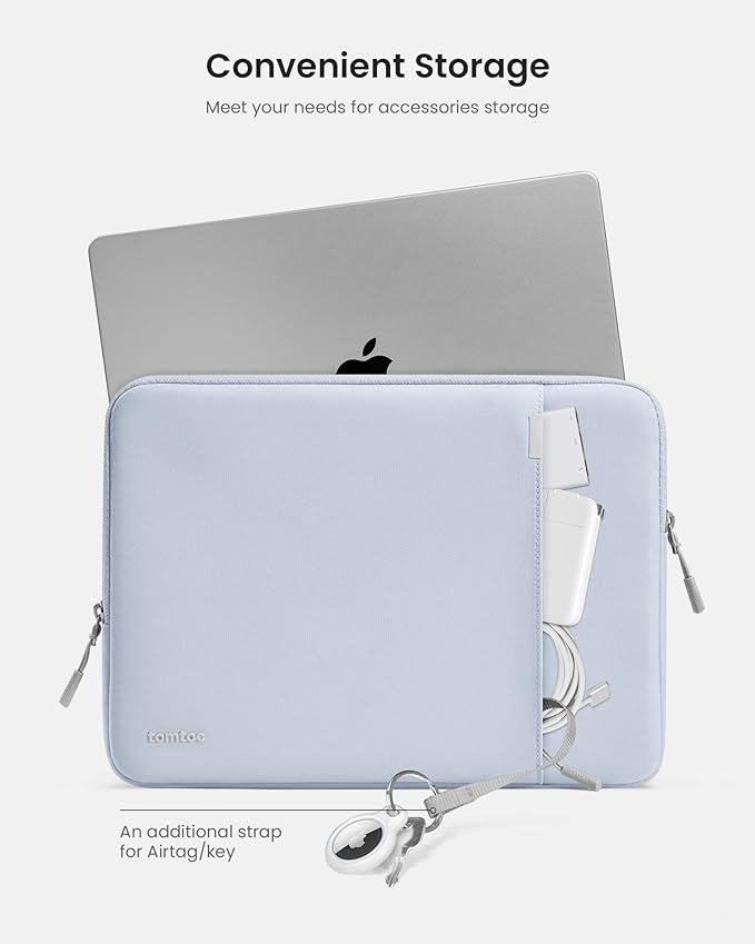 tomtoc 360° Protective Laptop Sleeve for 13-inch New MacBook Air M5/A3449 (2026) M4/A3240, M3/A3113, M2/A2681, M1/A2337, Water-Resistant Computer Case Bag Fits 13" MacBook Neo A18 & MacBook Pro M2/M1