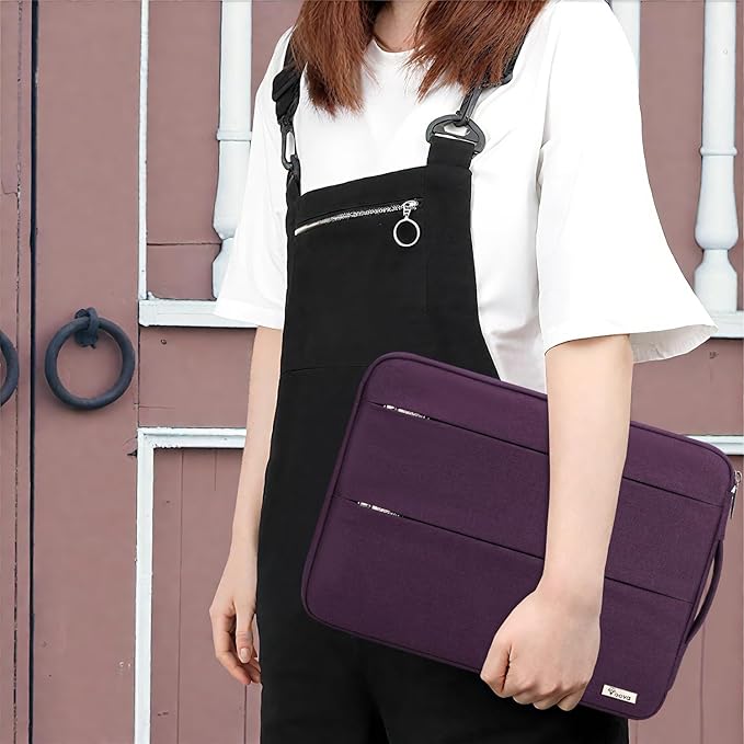 Voova Laptop Sleeve Carrying Case 14 15 Inch Compatible with MacBook Air 15 M2/M3/M4 2022-2025, MacBook Pro 15, Hp Chromebook 14, Waterproof Slim Computer Cover Bag,Dark Purple