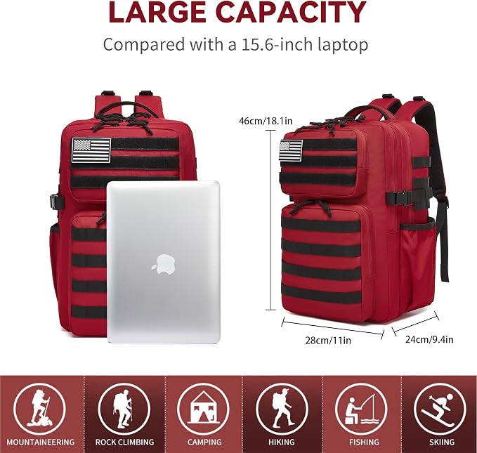 Wotony Military Tactical Backpack for Men Waterproof Daypack 3 Day Assault Pack Molle Bag with Water Bottle Holder