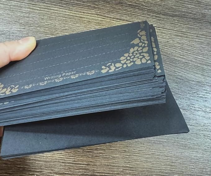 100 Sheets Black Rabbit Stationery Lined Paper,A5 Stationery Writing Paper with Antique Border Design,Letter Size (Unpunched) Ruled Filler Pape for Writing Letters,Vintage Invites