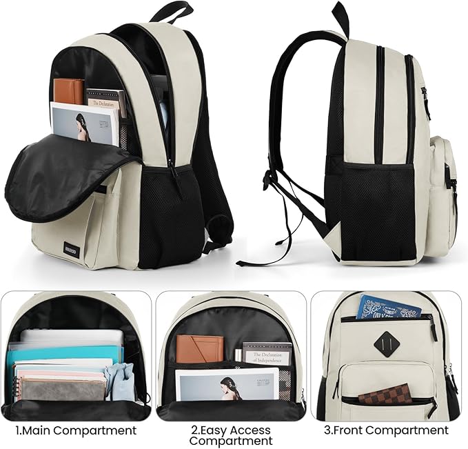 BIKROD Backpack for Girls Women, School Backpack for Teen Boys, Lightweight Casual High School Bookbag, Daily-use Travel Laptop Backpack Fits 15.6 Inch Notebook