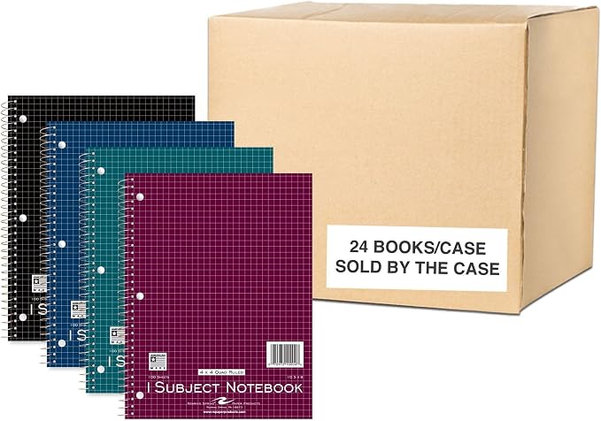 ROARING SPRING 1 Subject Spiral Notebook, Graph Rule, 100 Sheets, 24 Pack