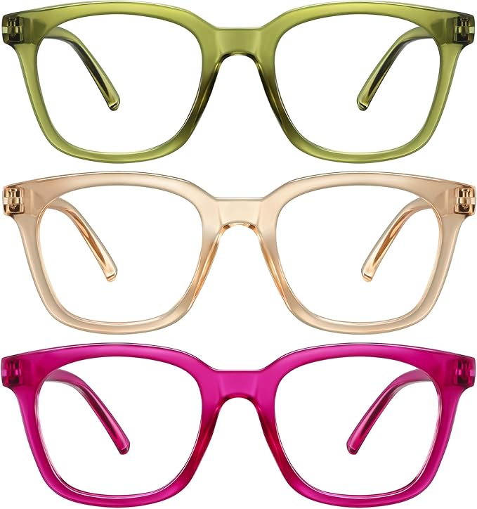 Reading Glasses for Women Men - Blue Light Blocking Magnifying Readers,Square Anti-Glare Computer Eyeglasses