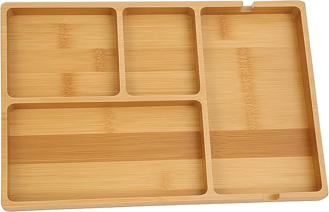 YELLOW LOTUS Bamboo Wood Valet Tray for Men - Wooden Mens Valet Tray Organizer for Nightstand Dresser, Entryway Catch All Desk Storage For Key Wallet Phone Jewelry Watch, Father's Day Gift, Brown