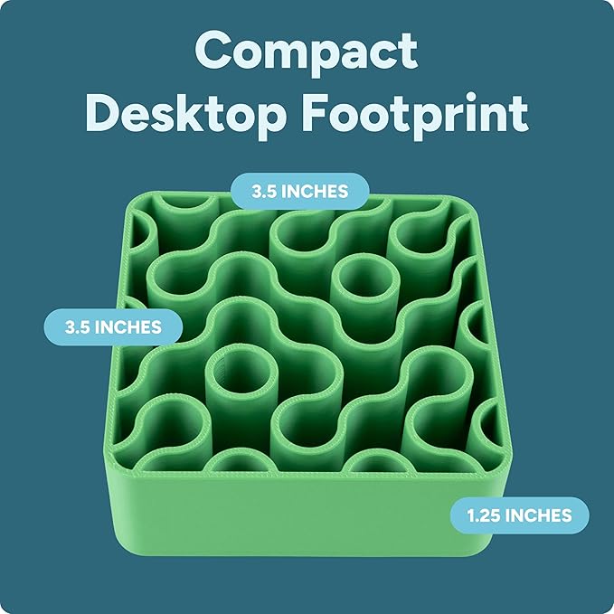 Modern Desk Pen & Pencil Holder Organizer | Unique Squiggle Design, Matte Finish, Non-Slip Rubber Feet | Stylish Office Desk Accessory & Storage for Home, Work, Classroom (Matte Green)