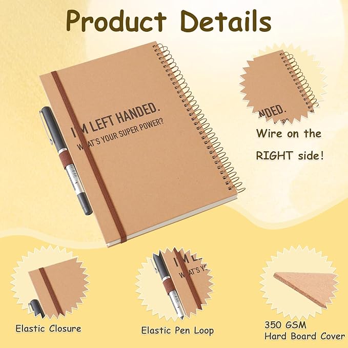 Urby Left Handed Notebooks College Ruled, 160 Pages 1 Subject, Hard Cover, Size 8.5" X 5.7", Ideal Gifts For Left Handed People. (Premium Paper 1 Pack)