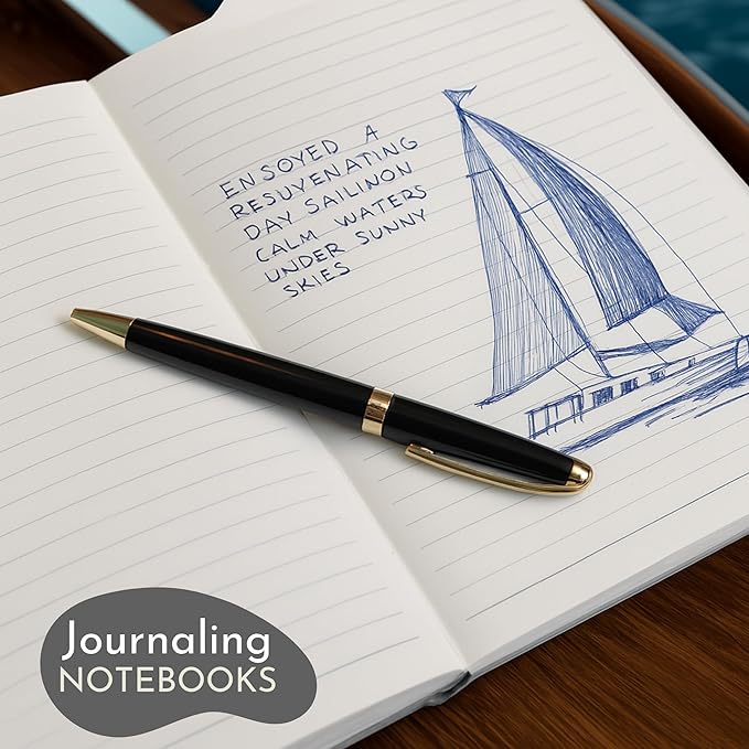 SETTINI Lined Journal, Ideal for Journaling - A5 Vegan Leather Notebook, 192 Archival-Quality Pages, QuillEase Bleed-Free Paper, Inner Pocket & Bookmark - Father Day Gift, Grey Compass