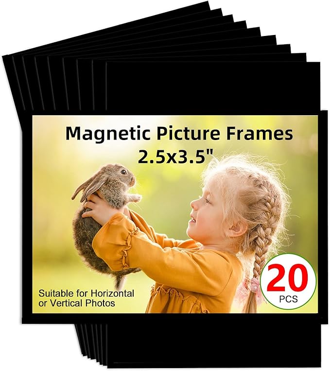 CHUNNIAO Magnetic Picture Frame 2.5X3.5-20 pack,Wallet Size Photo Magnets Sleeves for Refrigerator